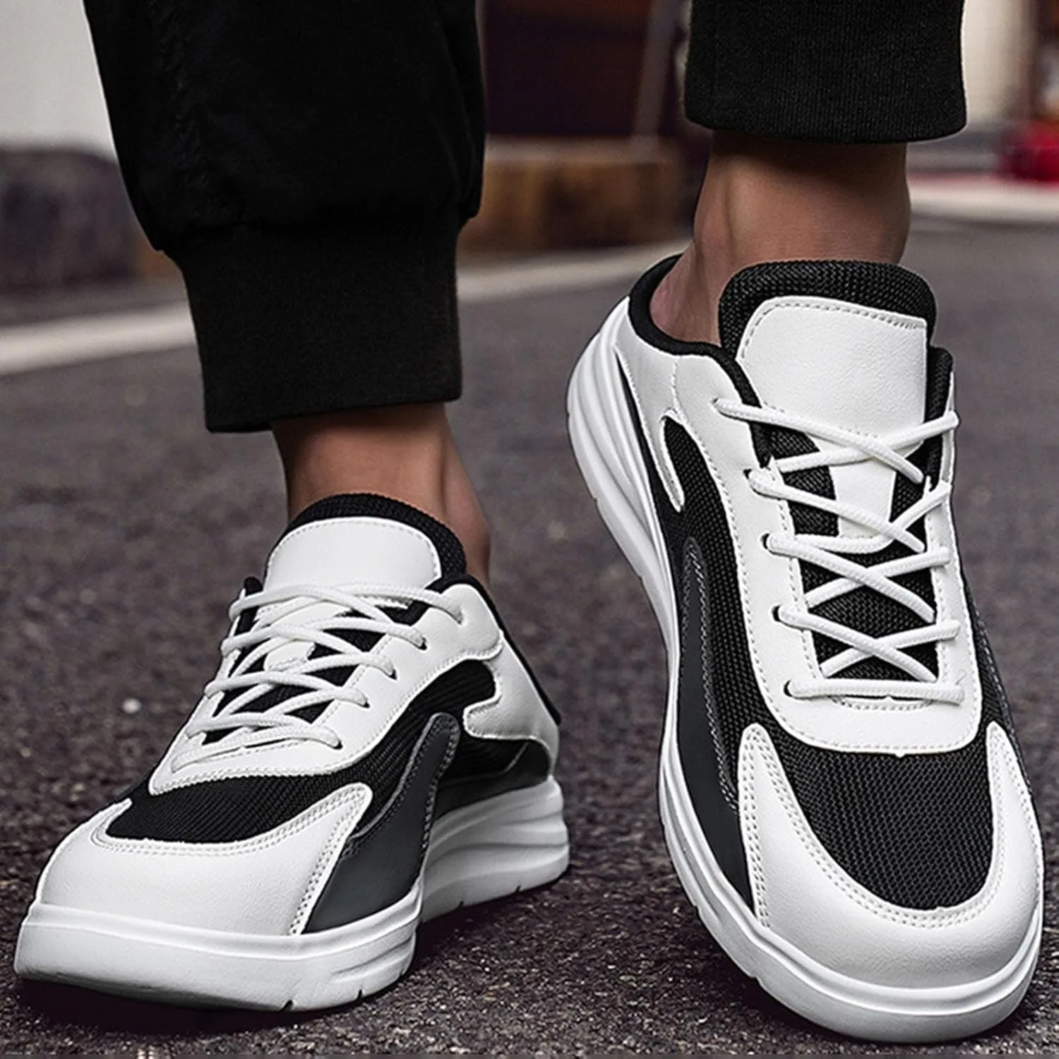 Осенние пары новых сетчатых туфель One Foot Lazy No He Heel Полутапочки Повседневные спортивные кроссовки Chaos Mens Generisch, белый — фото 3