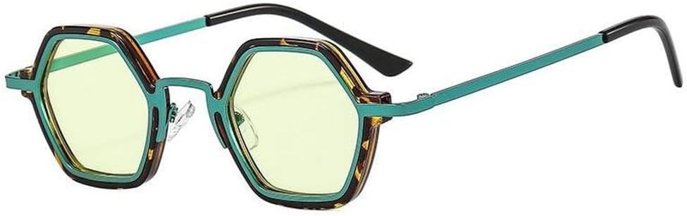 

Ретро-солнцезащитные очки Polygon для женщин, модные очки с прозрачными линзами Ocean, мужские солнцезащитные очки в стиле панк с шестиугольными линзами и защитой от УФ-излучения UV400 TVTBBVV, Green