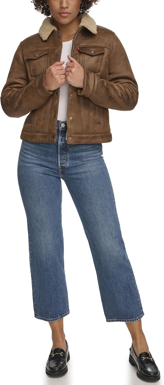 Женская классическая куртка Levi's с подкладкой из шерпы, темно-коричневый — фото 4