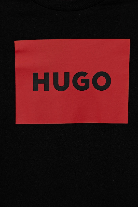 Детская хлопковая футболка Hugo, черный — фото 3