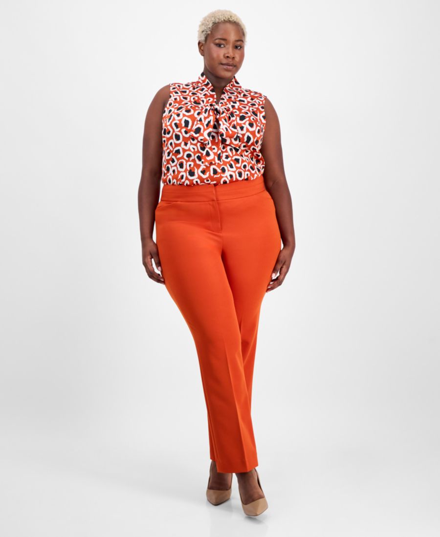 

Брюки-клеш средней посадки больших размеров Tahari ASL, Persimmon