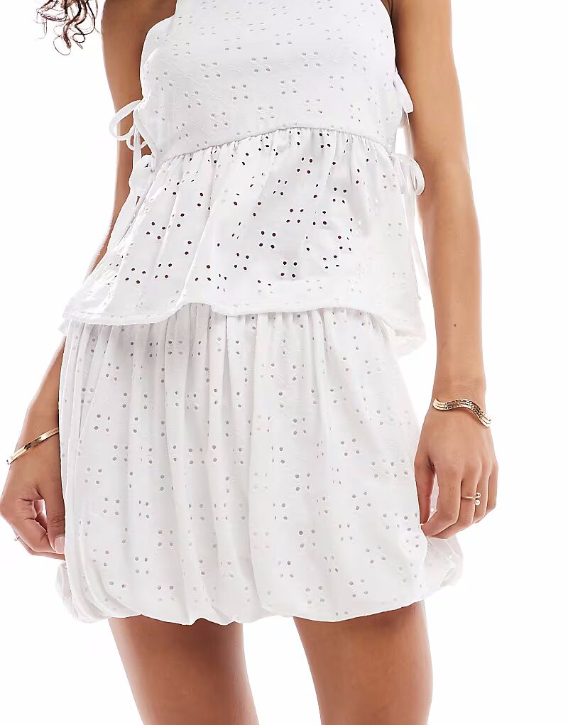 

ASOS DESIGN юбка-фонарик с вышивкой, белая