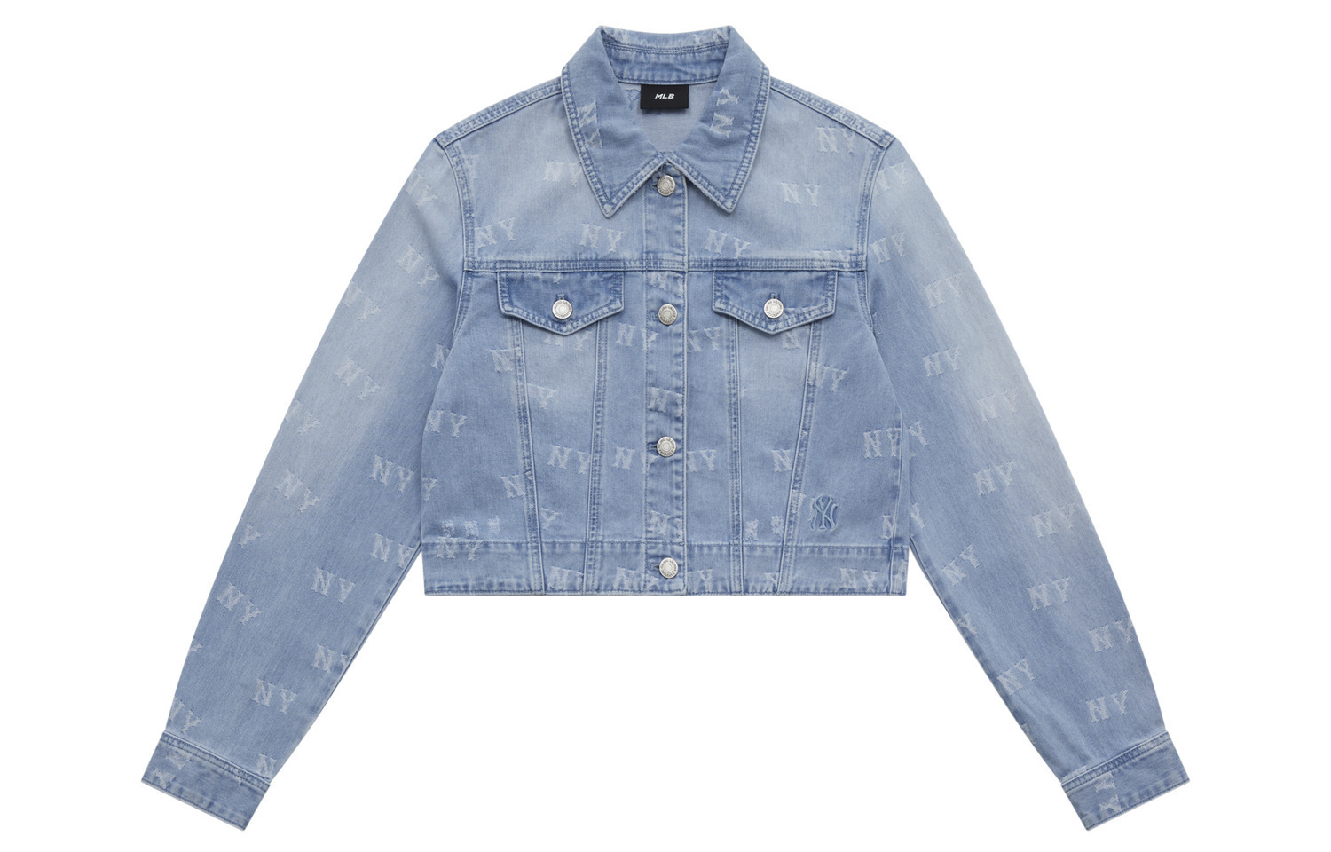 

MLB Джинсовая куртка Monogram Collection New York Yankees женская голубая, Light Blue