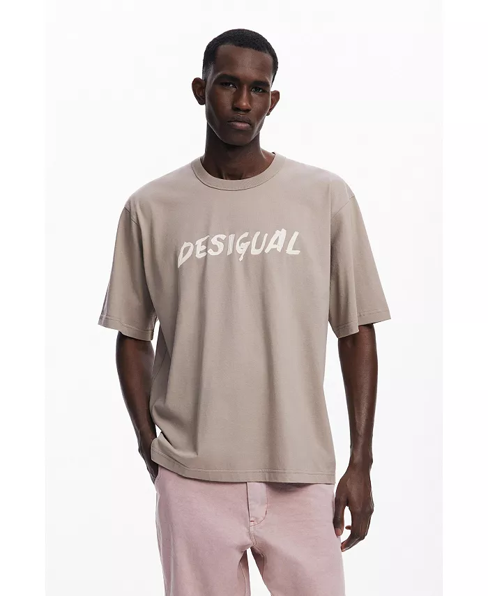 

Мужская футболка с коротким рукавом и фактурным логотипом Desigual, коричневый