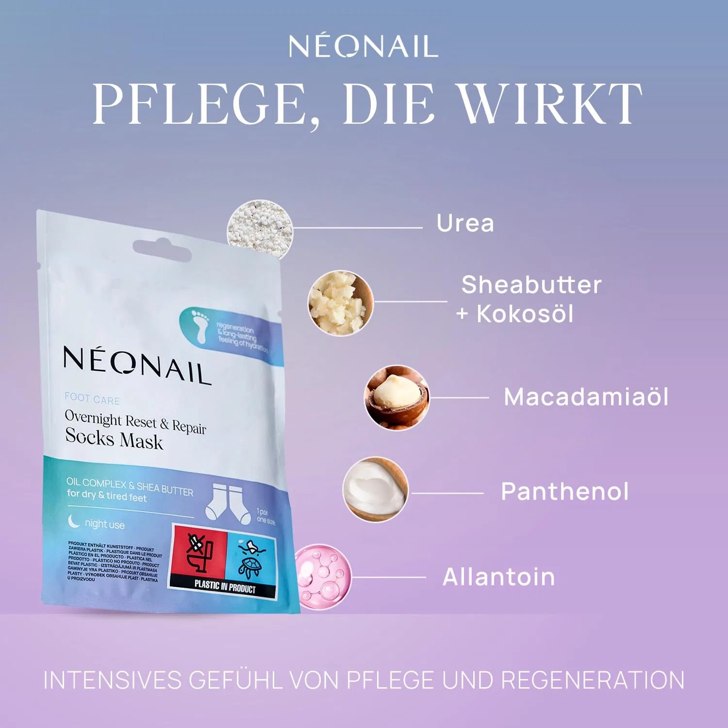 Увлажняющая маска-носки для ног NÉONAIL Reset & Repair (2 x 12 мл) Néonail, Overnight Reset & Repair Socks Mask — фото 4