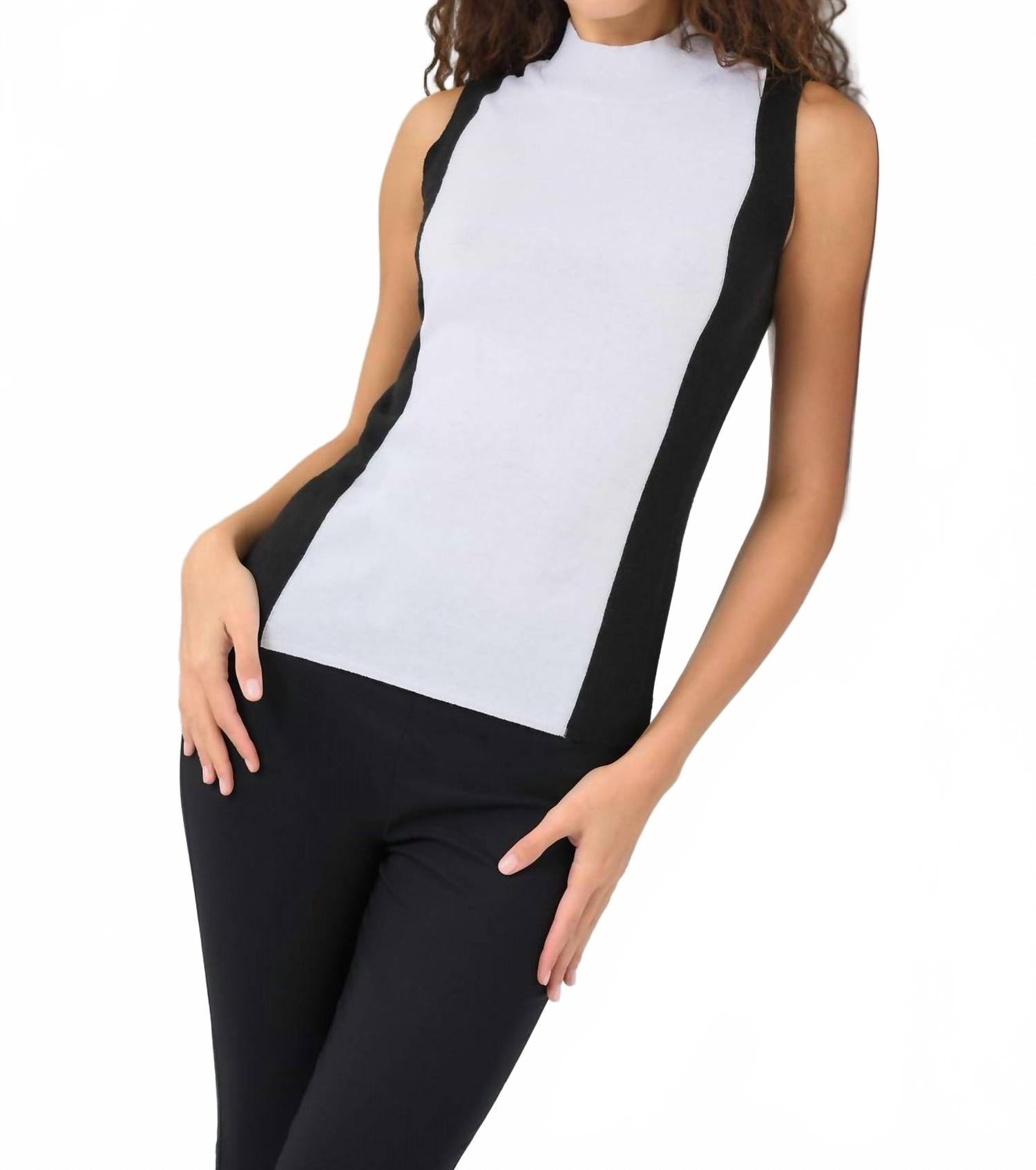 

Anatomie Майка без рукавов с высоким воротником Abryl, белая с черным