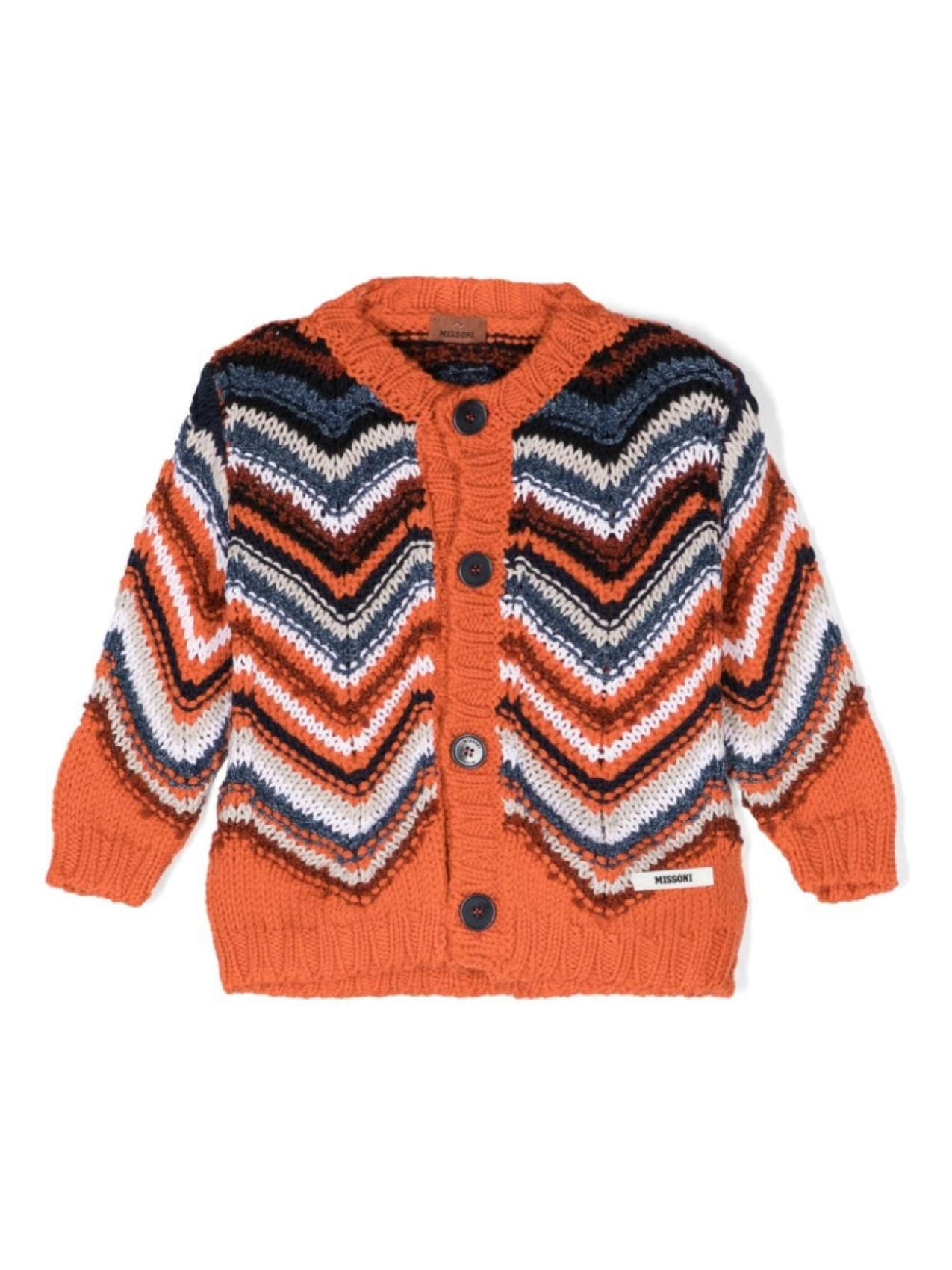 

Missoni Kids кардиган с узором шеврон, оранжевый