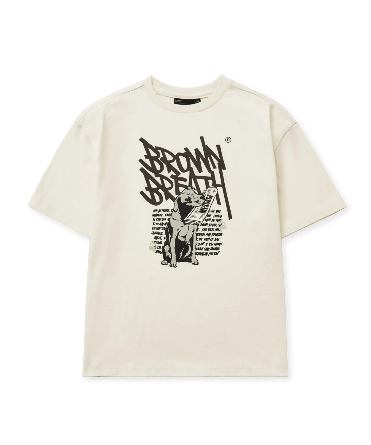 Детская кремовая футболка Kids Delivery Tag Tee от Brownbreath Kids — фото 2