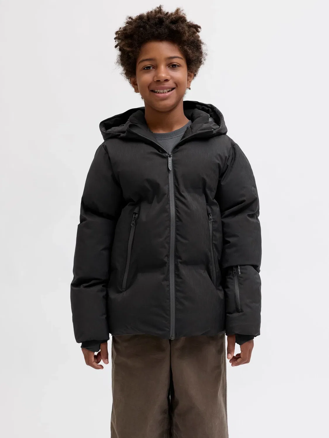 Стеганая куртка с капюшоном JACK & JONES Junior, черный — фото 2