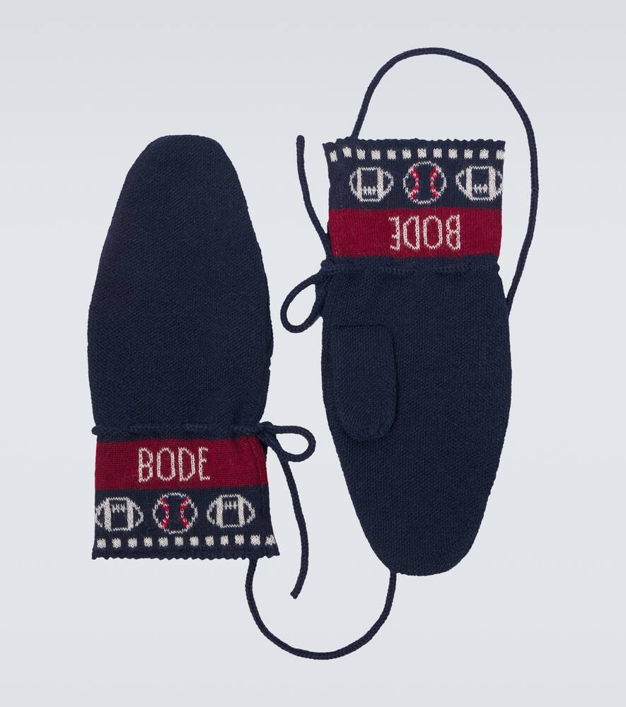 

Вязаные жаккардовые варежки из альпаки Bode, Navy Maroon