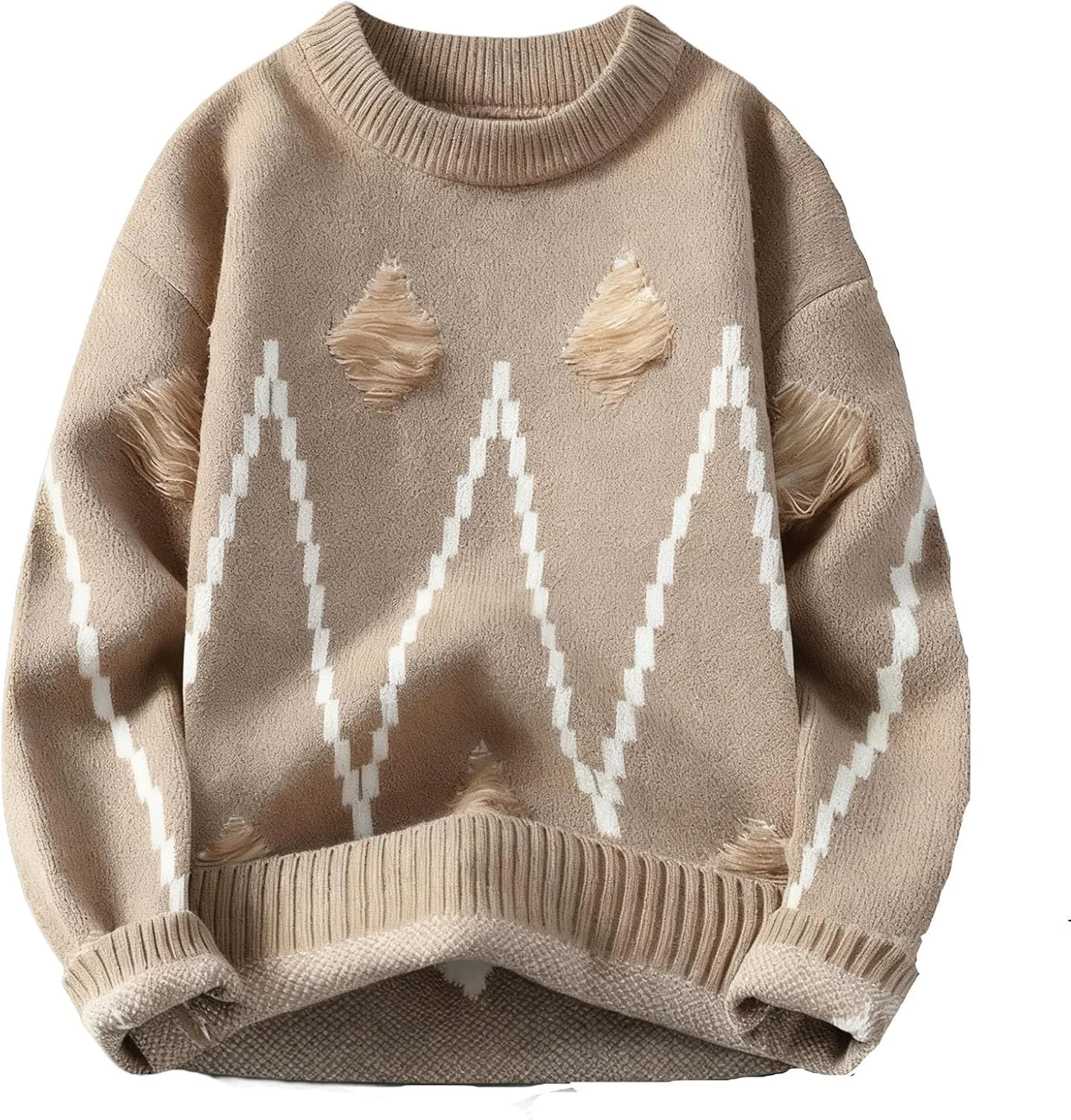 

Мужской свитер с длинным рукавом и потертостями Cambkatl