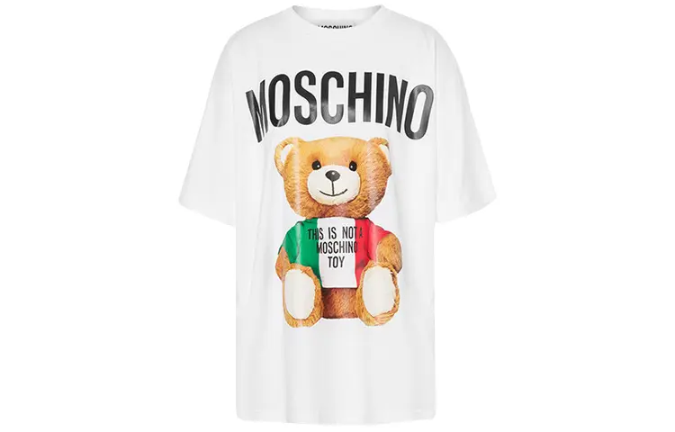 

Футболка с рукавом дроп-шилдер женская белая MOSCHINO