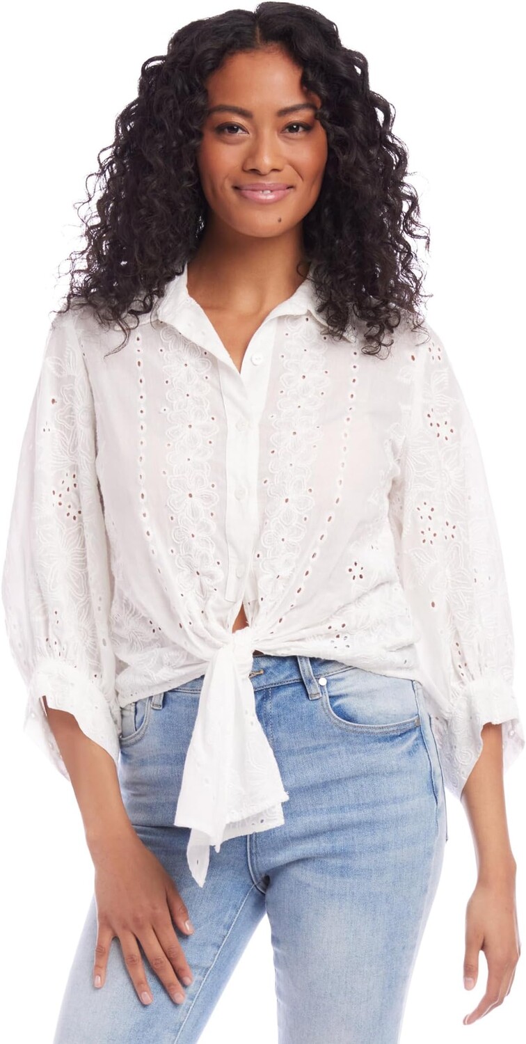 

Топ Karen Kane Eyelet Tie-Front Top, цвет Off-White