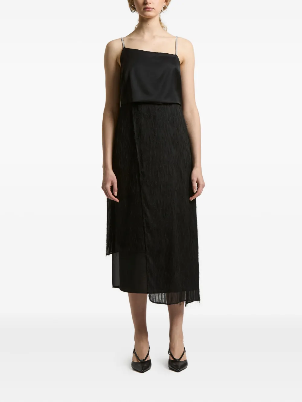 

Миди-платье с атласным верхом Peserico, черный