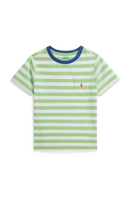 Футболка детская в полоску Polo Ralph Lauren, зеленый — фото 2