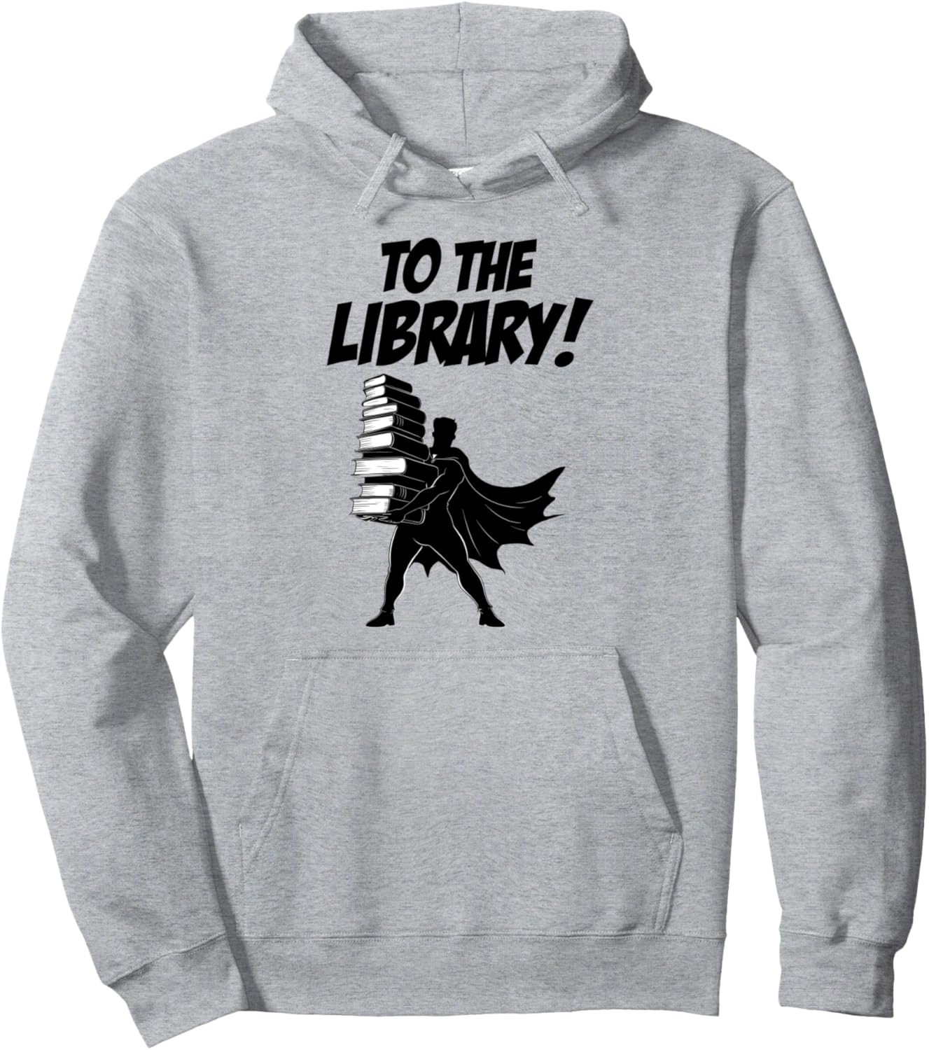 

Идите в библиотеку! Худи с изображением супергероя-библиотекаря и забавного комикса о чтении Library Books Apparel, серый