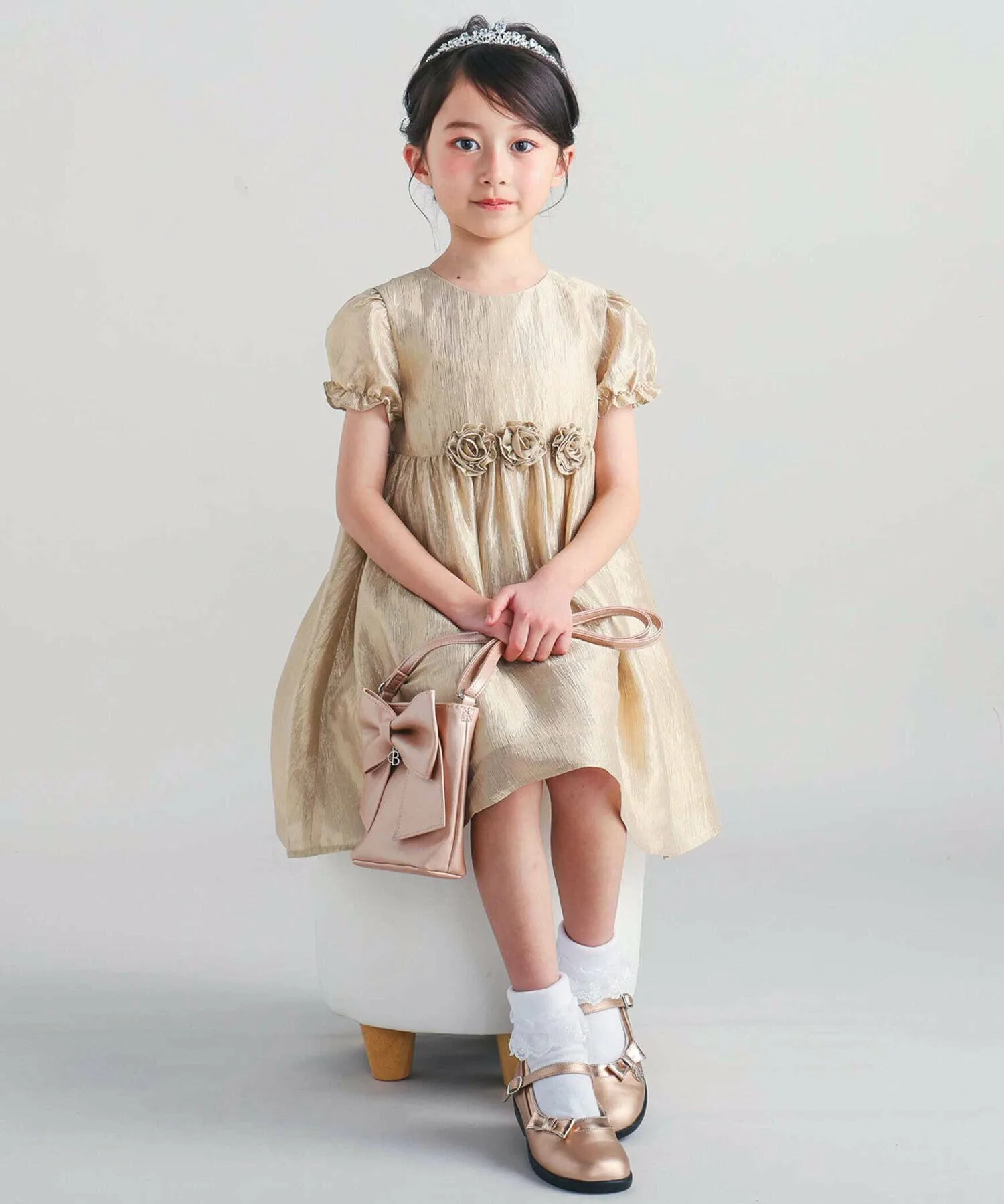 Платье Karl Mayer с пышными рукавами и розовым мотивом (100–140 см) BeBe, Beige — фото 4