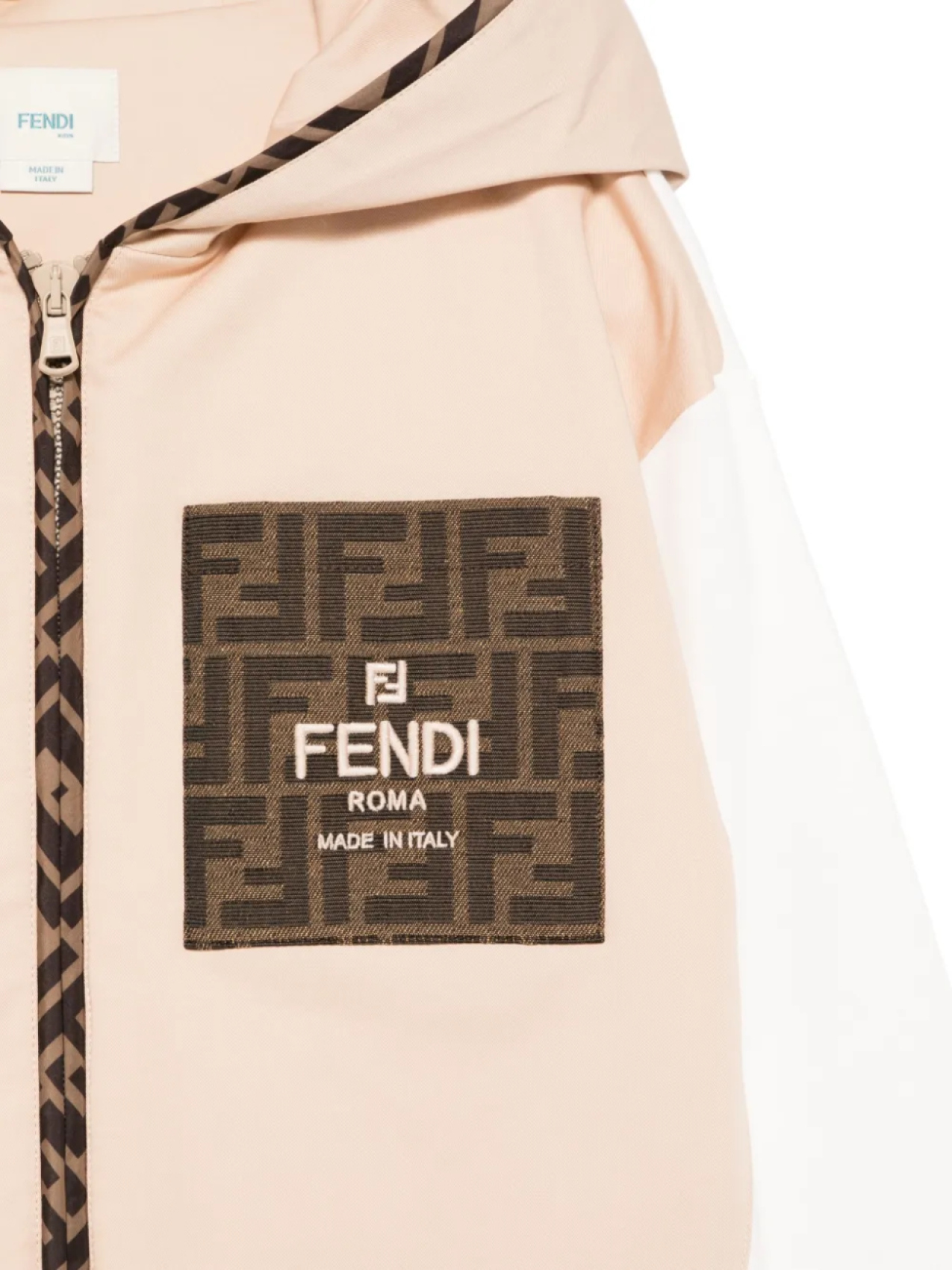 Куртка с капюшоном и накладными карманами Fendi Kids, нейтральный — фото 3