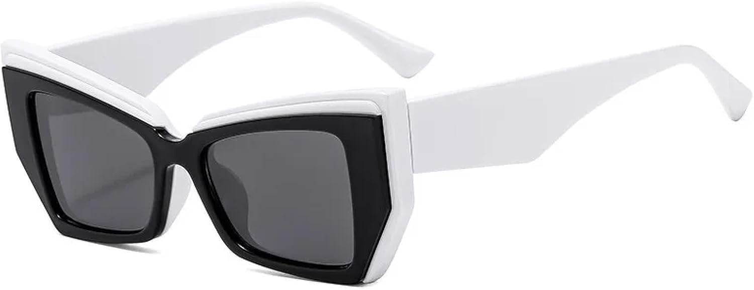 

Популярные модные солнцезащитные очки «кошачий глаз» большого размера для женщин, контрастные цветовые оттенки, защита от УФ-излучения UV400, для мужчин, градиентные очки-гелевые очки TKKTLLT, White-black