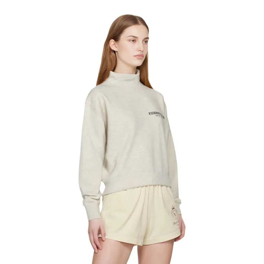 Свитшот с воротником стойкой Pull Over Oatmeal Heather Fear Of God Essentials, Светлый овсяный — фото 4