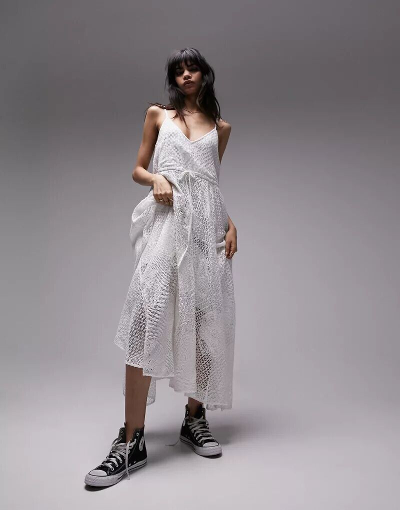 

Платье макси крючком Topshop цвета слоновой кости