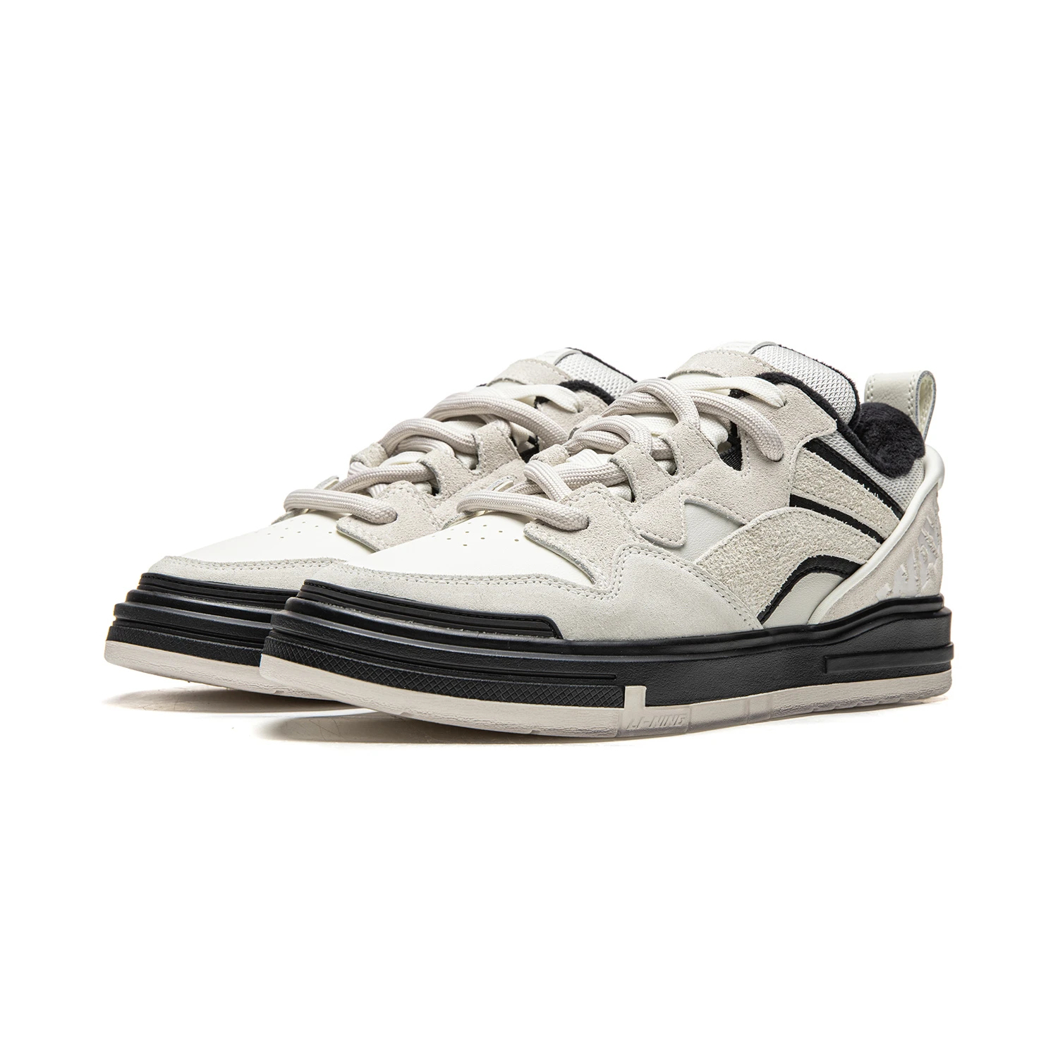 Li Ning Thermal Abrasion Resistant Slip Resistant Mid top Skateboard Shoes Men's Li-Ning, айвори/белый birch серый — фото 4