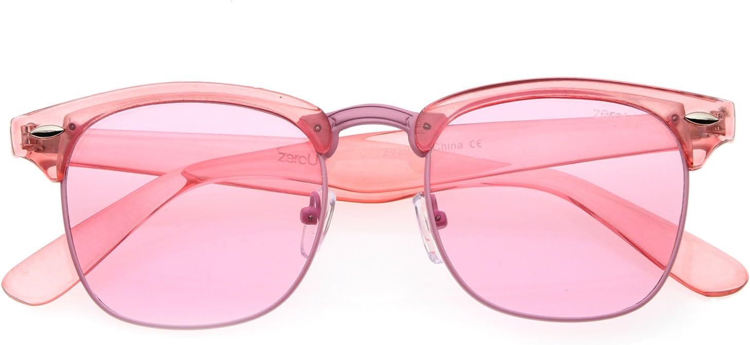 

Солнцезащитные очки zeroUV Classic в полупрозрачной оправе с роговым рисунком, квадратной формой, цветными тонированными линзами, полуободковая оправа, 49 мм, Pink / Pink