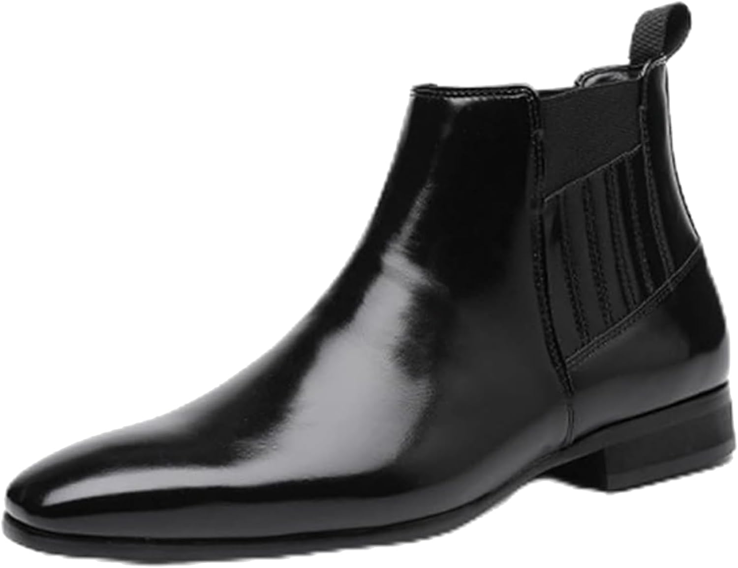 

Мужские ботинки Челси из лакированной кожи с низким каблуком, средней высоты, классические ретро с заостренным носком, для работы и бизнеса, с эластичной вставкой, удобные повседневные оксфорды на щиколотку Bwseobg, черный