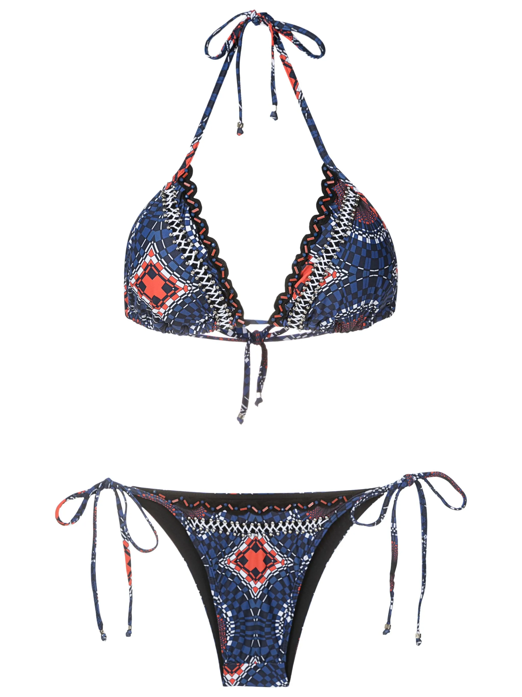 

Бикини с треугольными чашками и вышивкой Amir Slama, синий