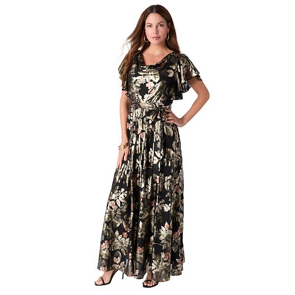 

Женское платье plus size с фольгированным принтом и сеткой Roaman'S