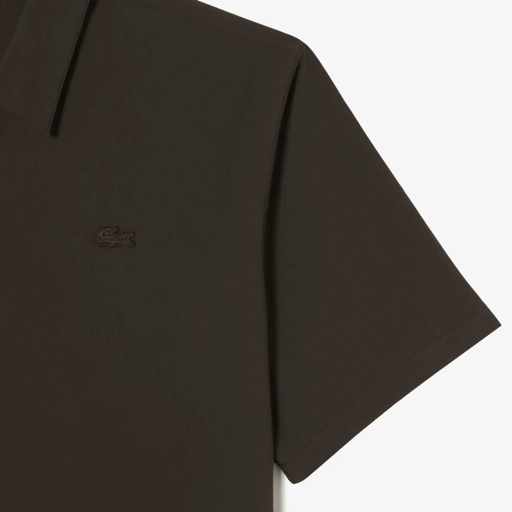 Мужская рубашка с коротким рукавом коричневая от Lacoste — фото 3