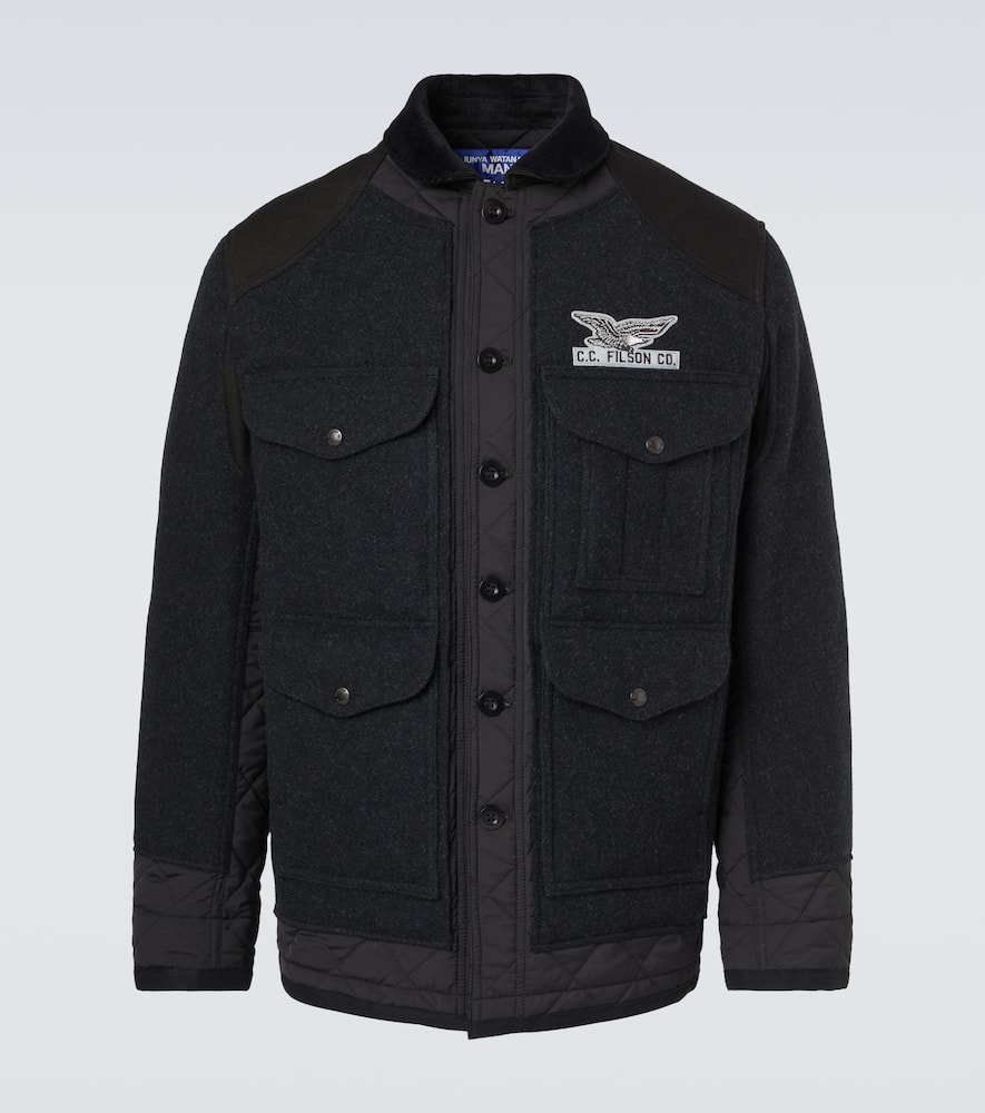 

Филсон вышитая стеганая шерстяная полевая куртка Junya Watanabe, Charcoal X Black