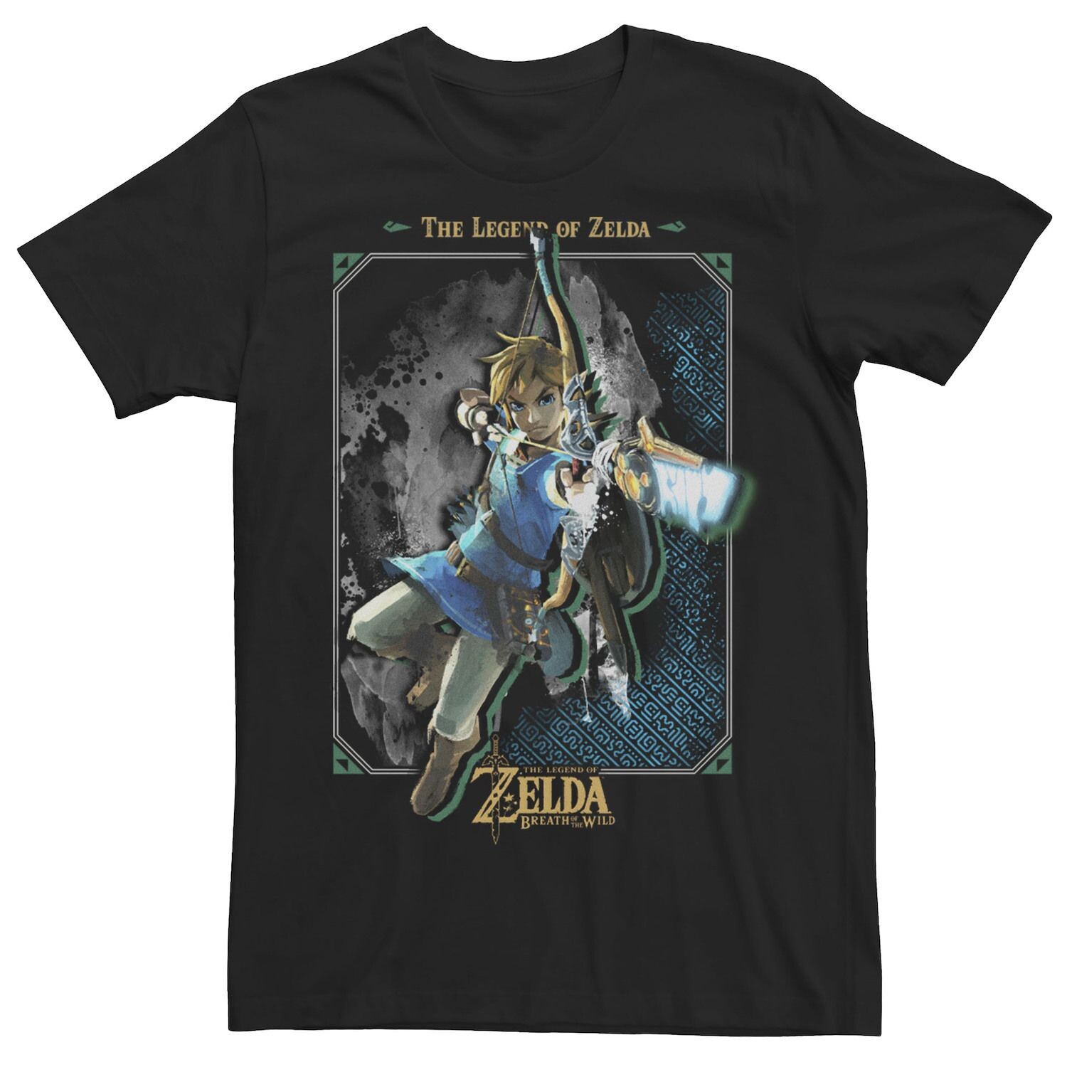 

Мужская футболка с плакатом Zelda Breath Of The Wild Link Action Pose Licensed Character