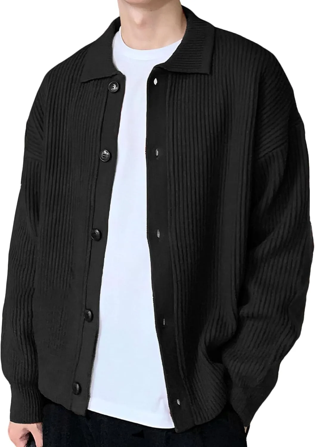 

Мужской стильный вязаный кардиган Casual, свободный силуэт, однотонный Maiyifu-GJ