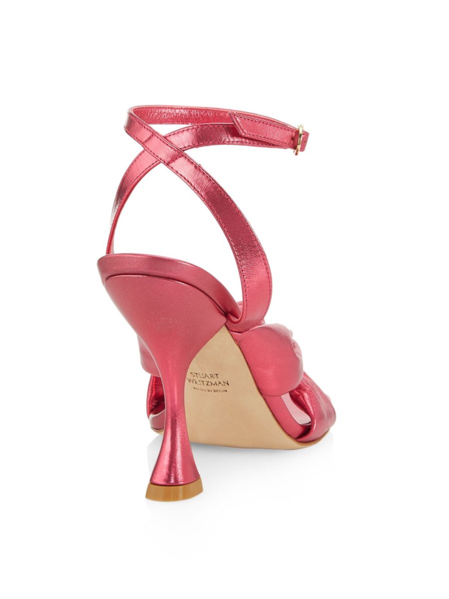 Кожаные босоножки на шпильке Playa Knot Stuart Weitzman, цвет Hot Pink — фото 3