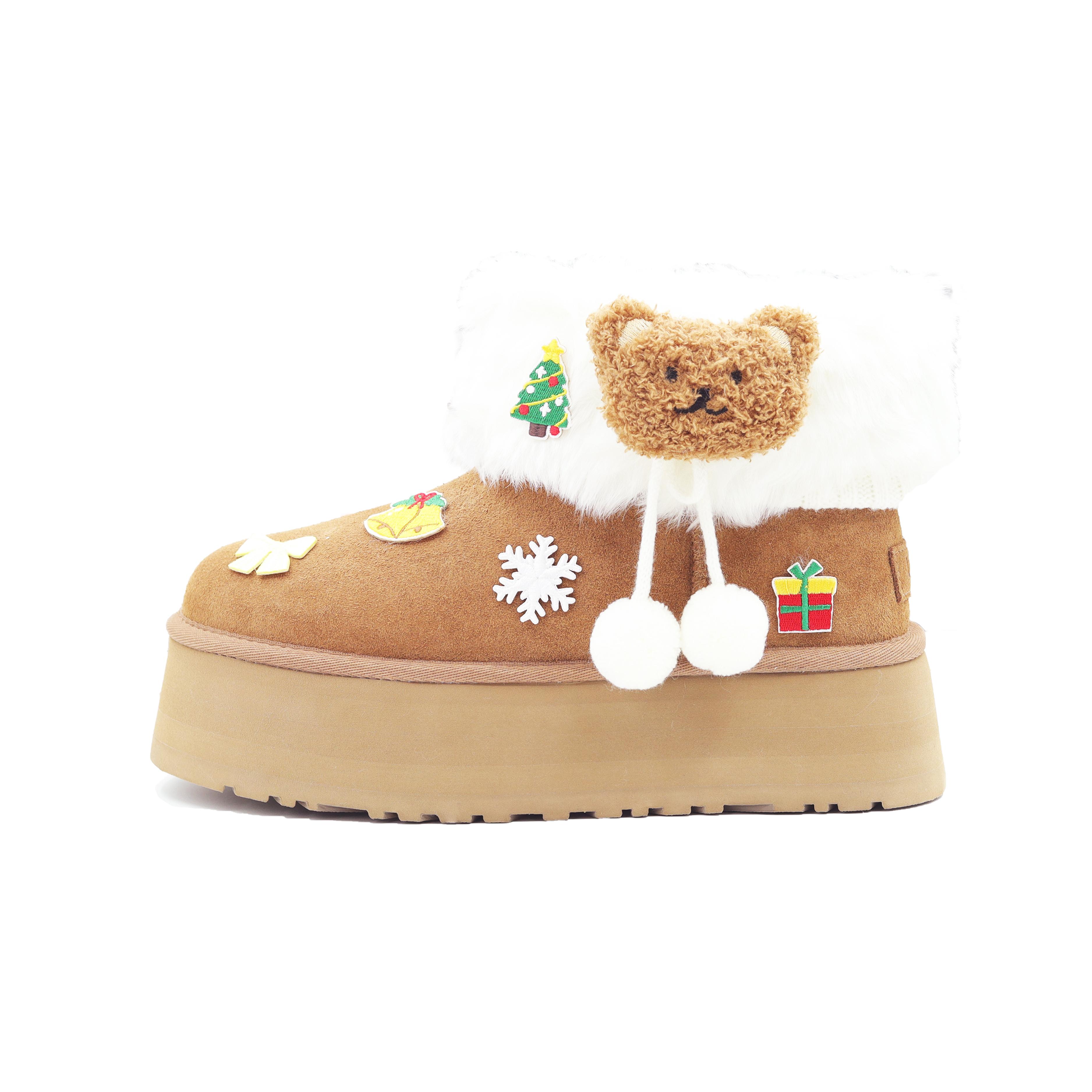 Ботинки короткие зимние UGG, белый / коричневый