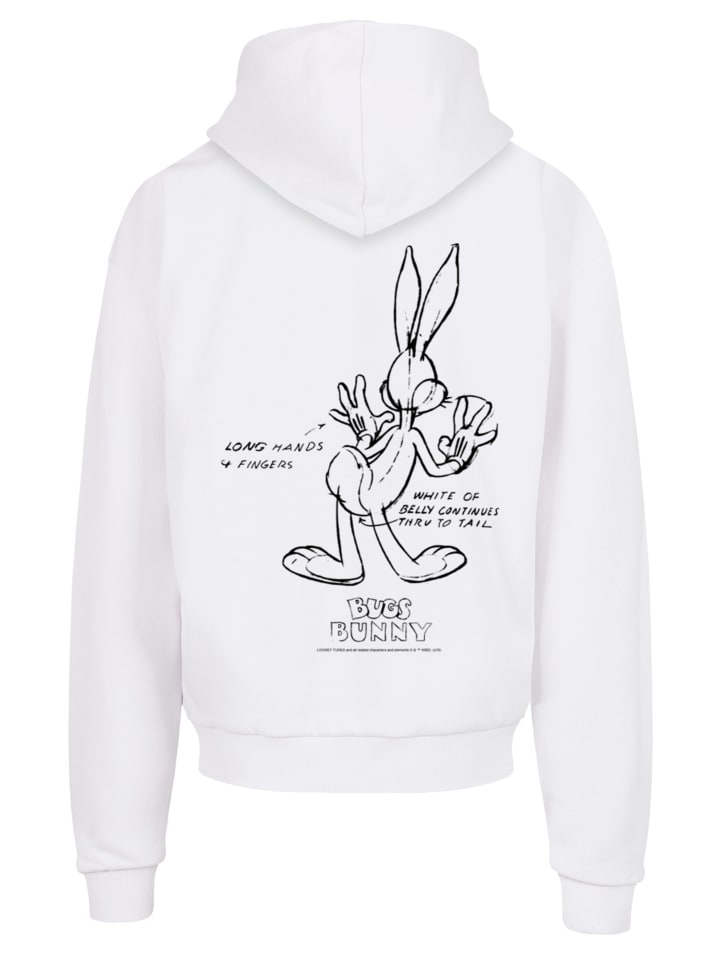 

Ультратяжелая толстовка с капюшоном Looney Tunes Bugs Bunny White Belly белого цвета F4NT4STIC