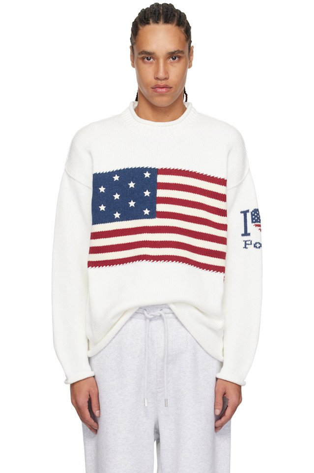 

Свитер с принтом "I heart polo" и флагом Polo Ralph Lauren, белый