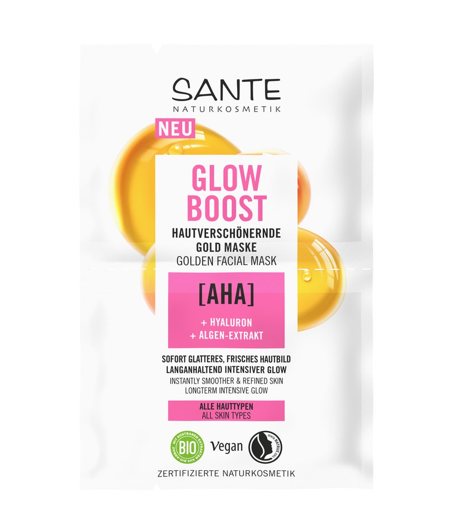 

Медицинская маска Sante Glow Boost Golden Facial Mask AHA, 8 ml