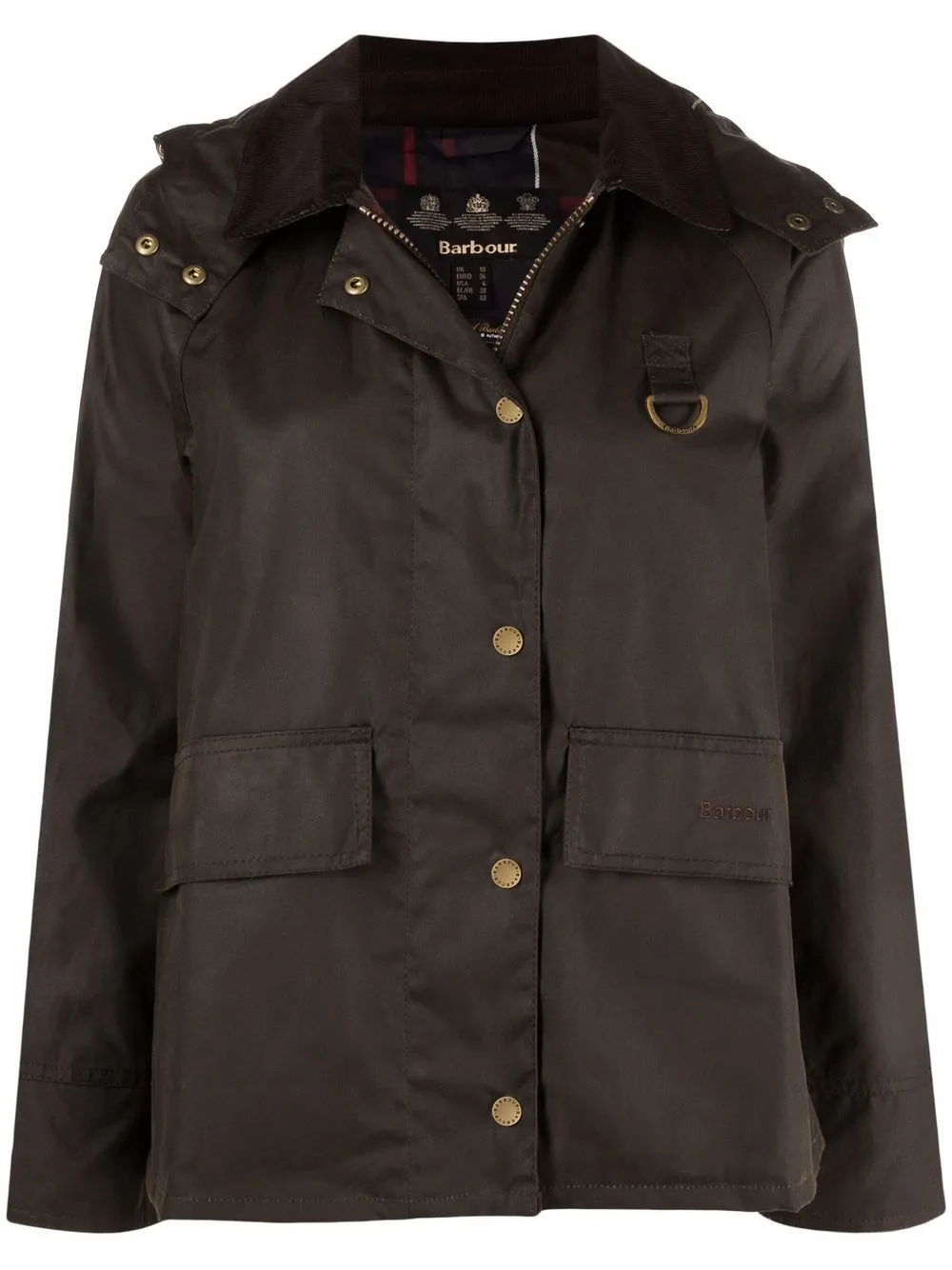 

Вощеная куртка Avon с капюшоном Barbour, зеленый