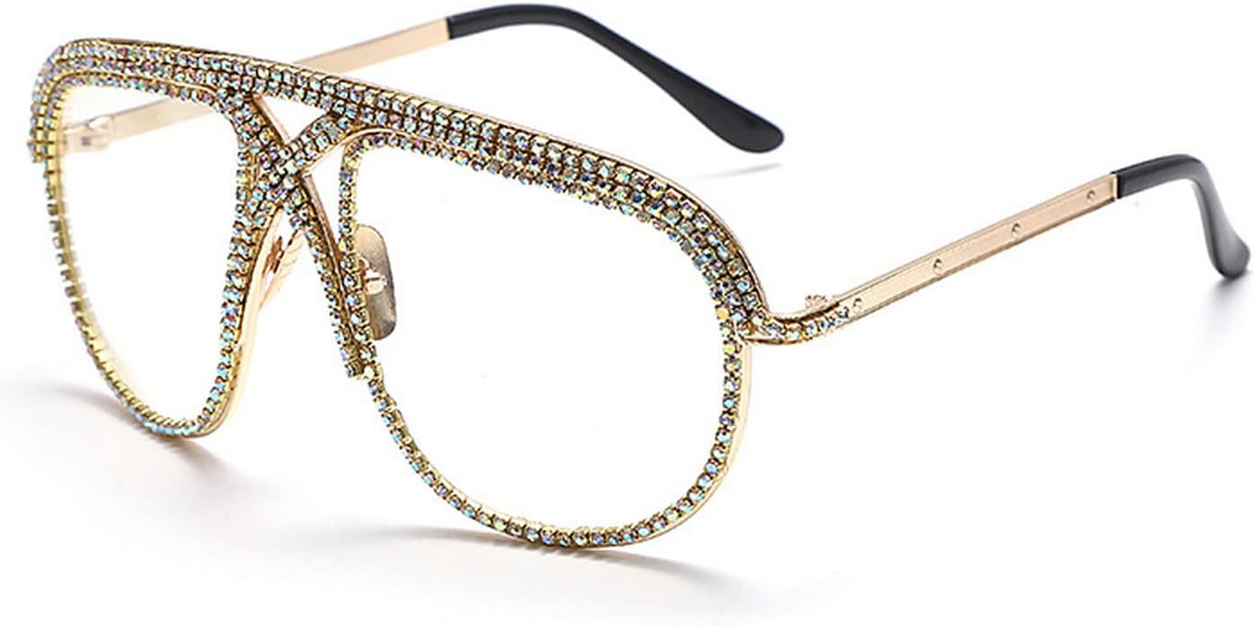 

Солнцезащитные очки COTIA с бриллиантами и стразами, женские и мужские, роскошные, с кристаллами, в металлической оправе увеличенного размера, в стиле «пилотские», Ab Diamond