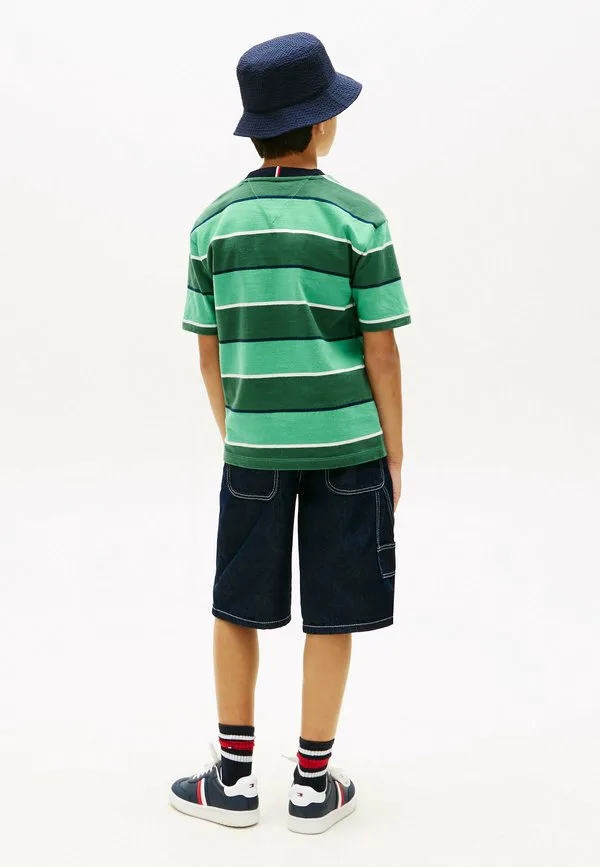 Футболка в полоску с персиковым принтом в стиле регби Tommy Hilfiger, Bahama Green Stripe — фото 3