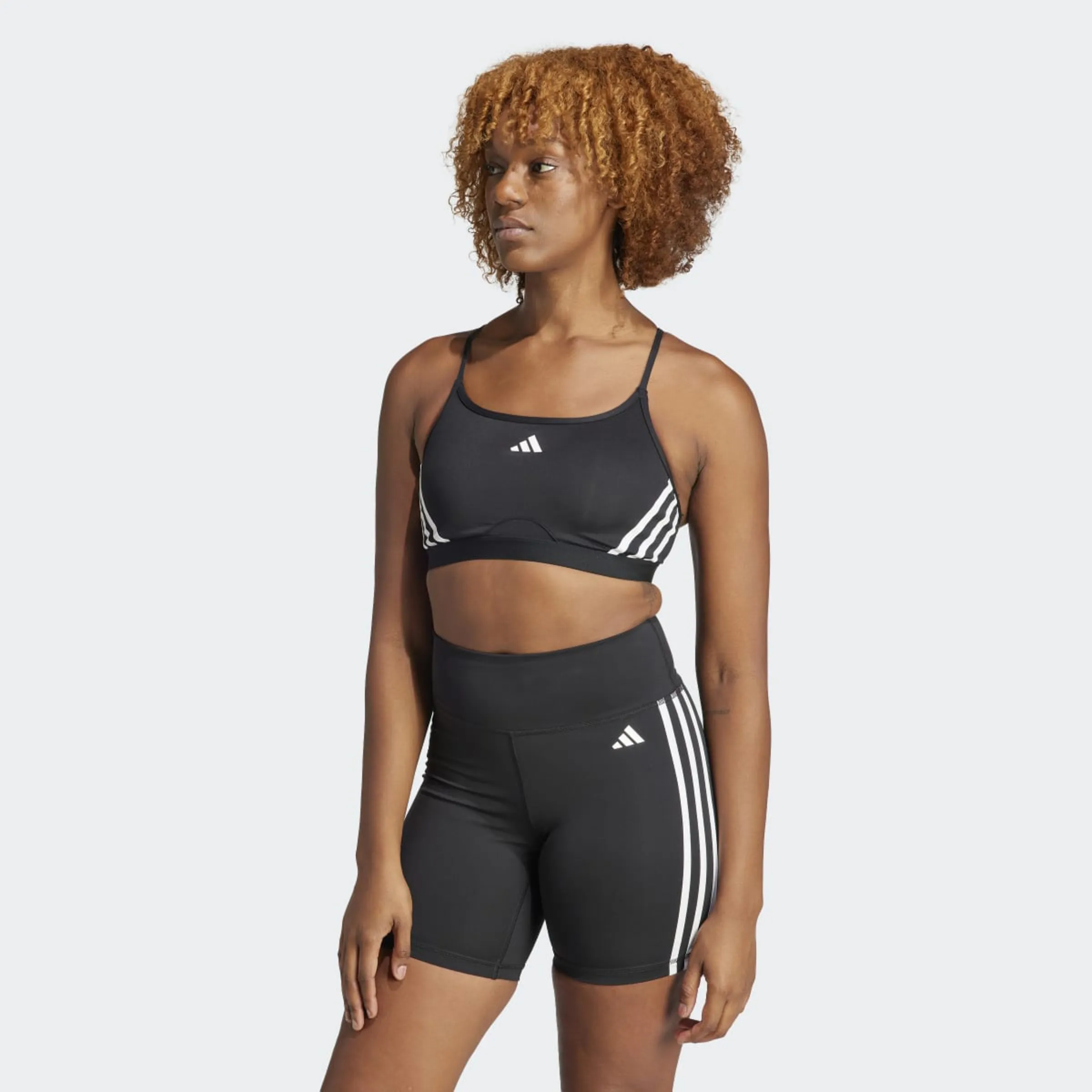 

Женский топ Aeroreact Training Light-Support с тремя полосами Adidas, черный