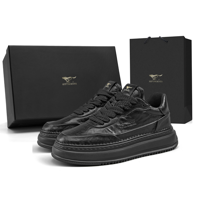 

SEPTWOLVES Низкие скейтерские кросcовки мужские черные, цвет Black (Standard Leather Shoe Size)