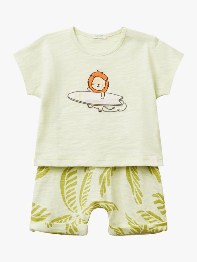 

Детский хлопковый комплект из топа и шорт Benetton, Light Green