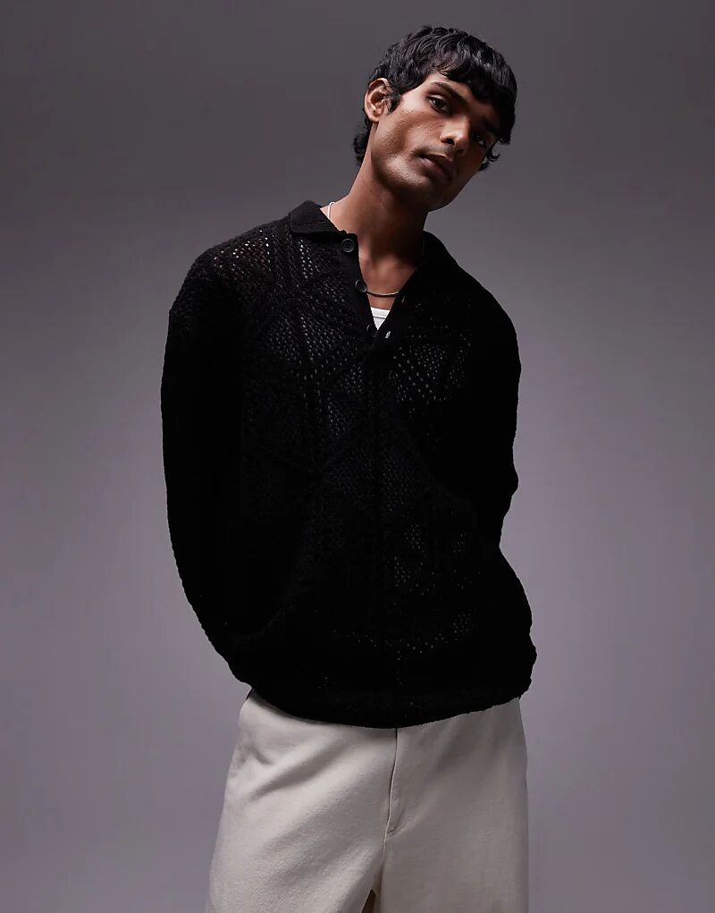 

Поло с рисунком черного цвета Topman