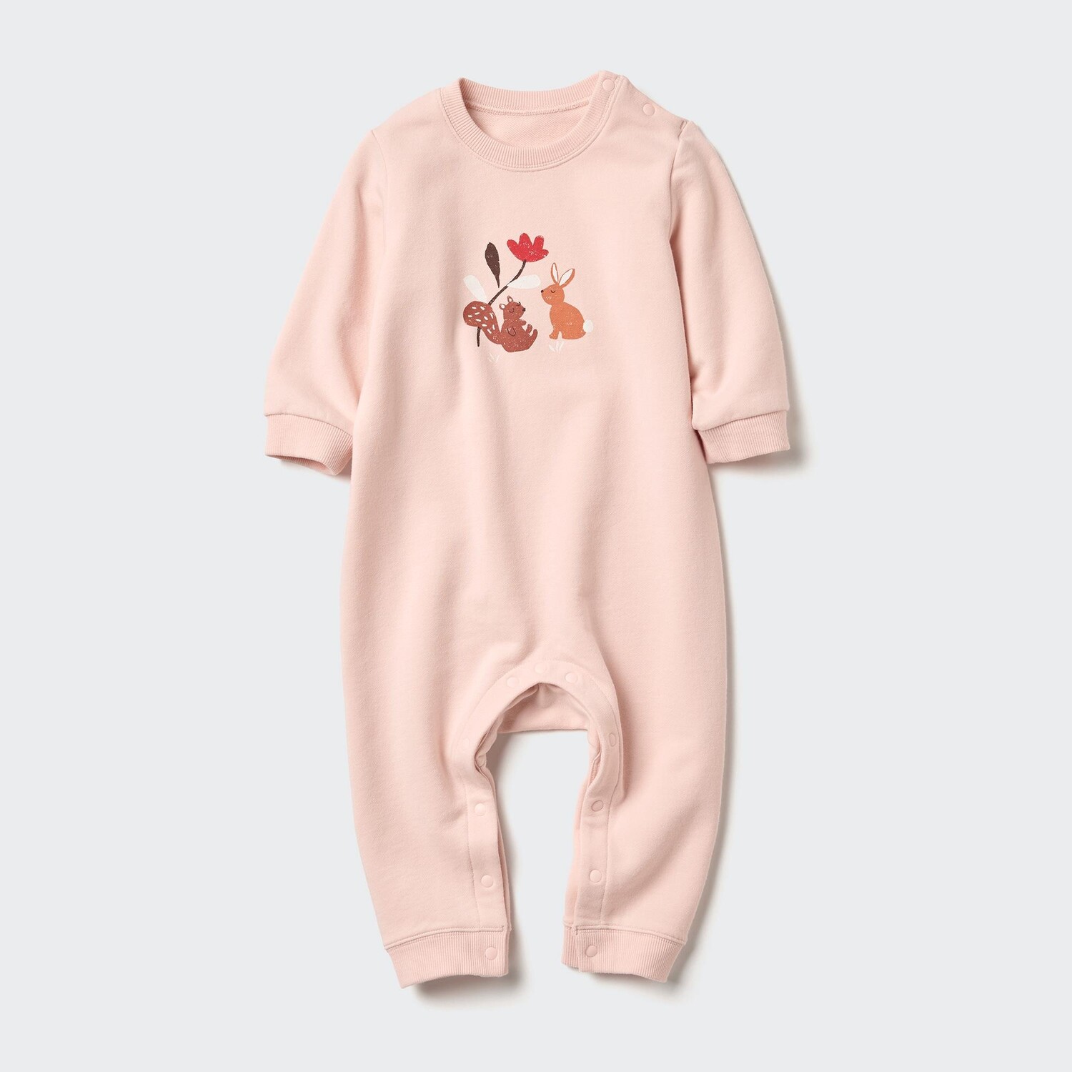 

Цельный комбинезон с принтом на длинных рукавах UNIQLO, розовый