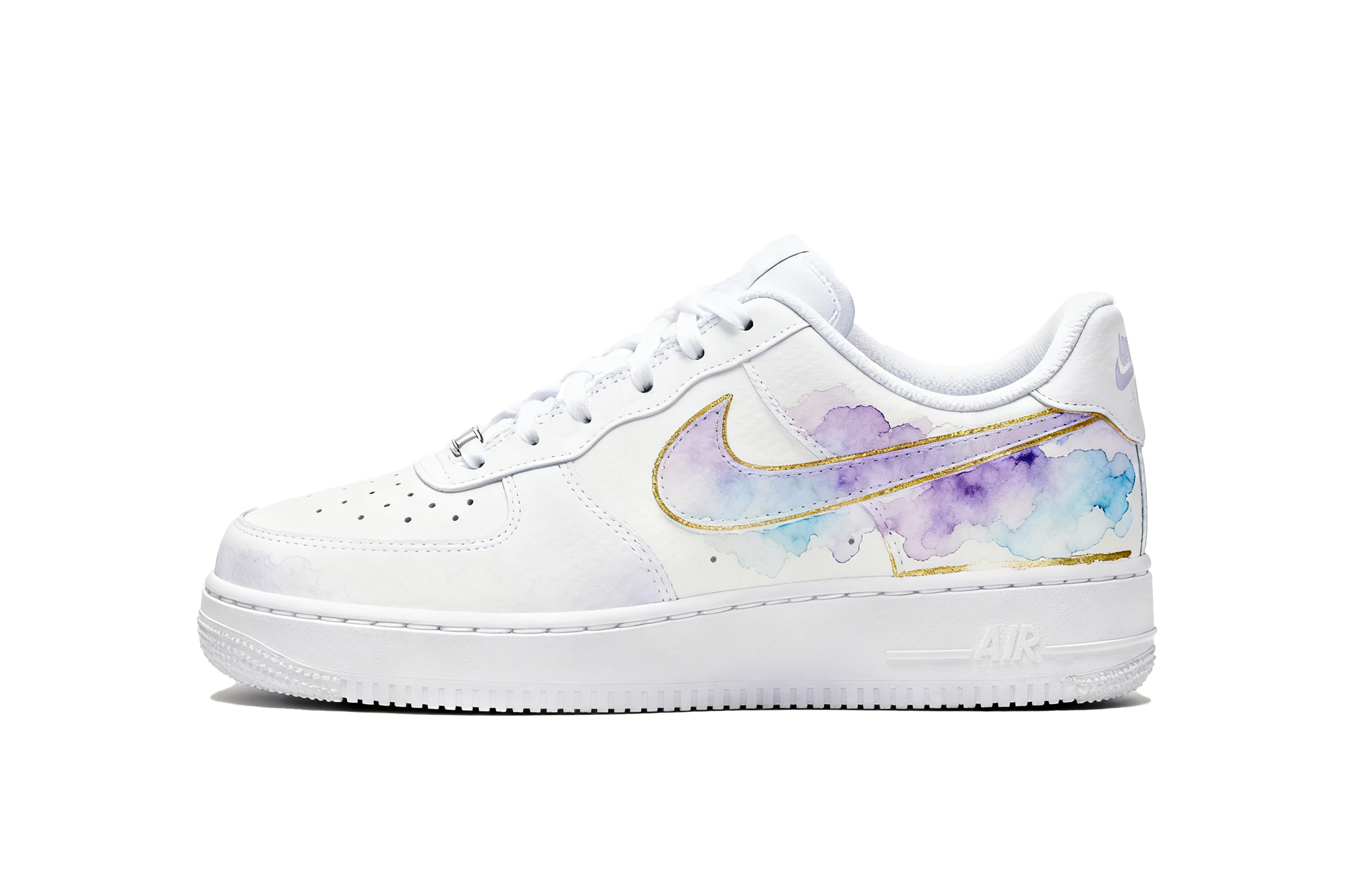 

Nike Кроссовки для скейтборда Air Force 1 Cloudscape Gilded Slip Resistant Abrasion Resistant низкие белые фиолетовые Kids'