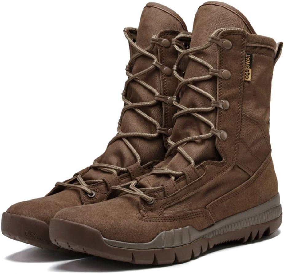 

Мужские тактические ботинки, высокие боевые ботинки для спецназа, дышащие военные ботинки, коричневые - 40/UK 7/US 7.5 Jlfzc