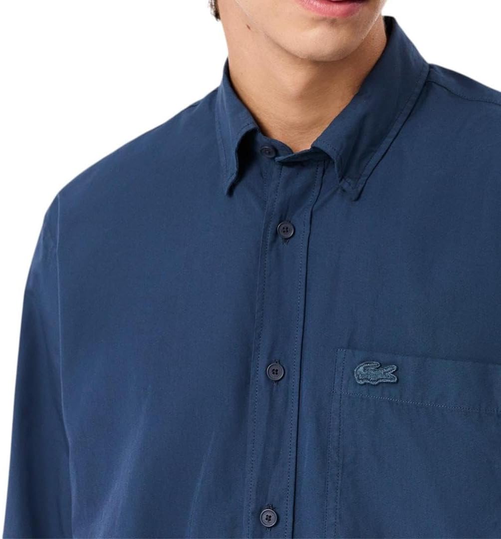 Мужская рубашка Lacoste с длинным рукавом, постиранная, Washed Faucon — фото 2